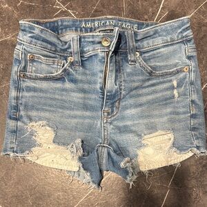 American Eagle Outfitters Light Blue Distressed Jean Shorts